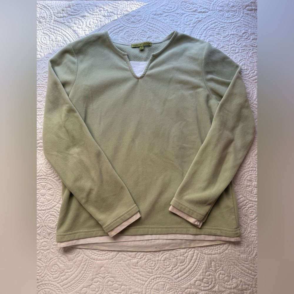 Carolyn Taylor Sage Green Fleece Top